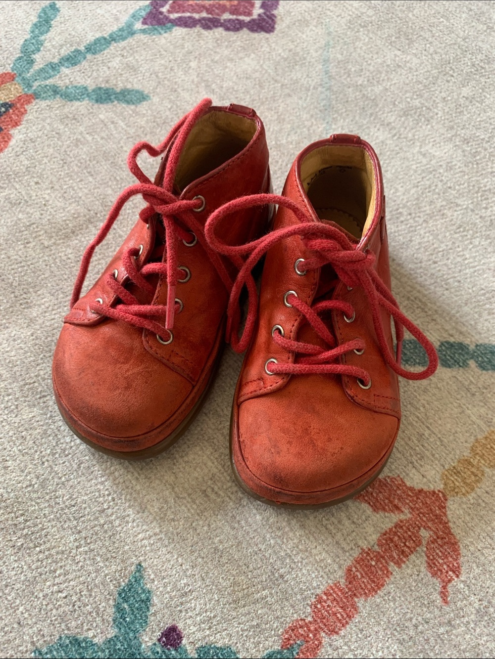 Children's Red Lace-Up Ankle Boots for Everyday Play